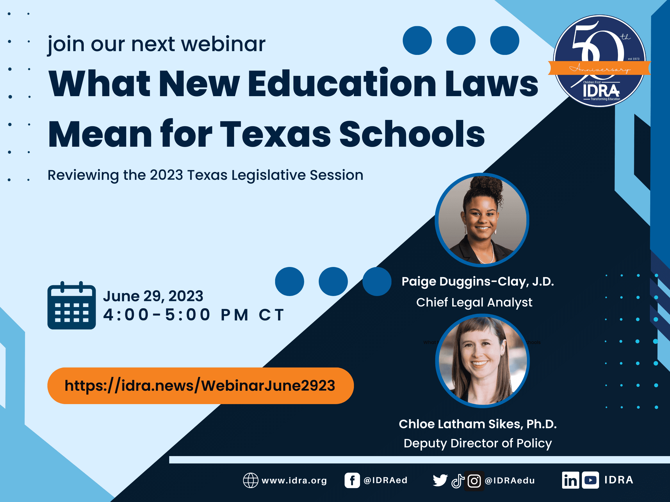 What New Education Laws Mean for Texas Schools Webinar IDRA