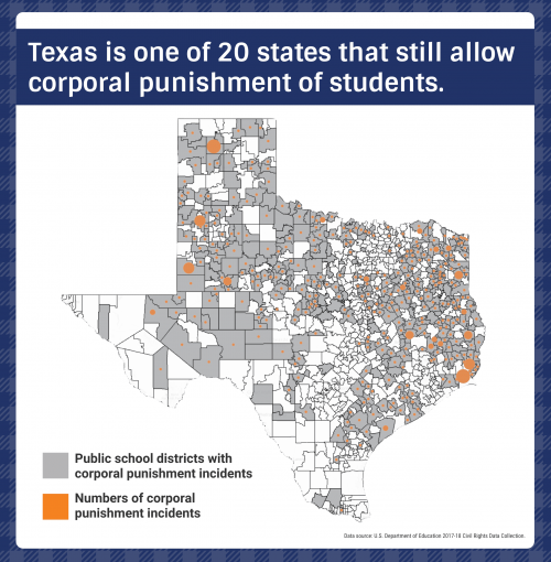 corporal punishment map graphic Texas